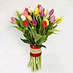 Twenty Five Vibrant Tulips Bunch with Ferrero Rocher