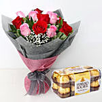 Pink and Red Roses With Ferrero Rocher