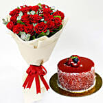 20 Timeless Red Roses Bouquet With Mini Cheesecake