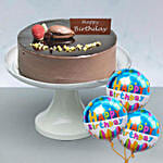 Appetizing Birthday Cake with Birthday Balloons