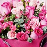 Magnificent Mixed Roses Wrapped Bouquet With Teddy