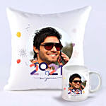 Personalised New Year Greetings Mug And Cushion