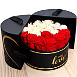 Floral Box Of Red N White Roses