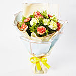 Serene Mixed Carnations Bouquet With Chocolate Cake