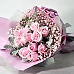 Beautiful Pink Roses With Chocolate Cake