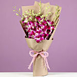 Beautiful Royal Orchids Bouquet With Chocolate Cake