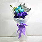 Blue Rose Eustoma Blossom Bouquet With Chocolate Cake