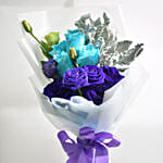 Blue Rose Eustoma Blossom Bouquet With Chocolate Cake