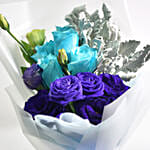 Blue Rose Eustoma Blossom Bouquet With Chocolate Cake