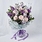 Elegant Mixed Flowers Wrapped Bouquet With Balloons