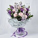 Elegant Mixed Flowers Wrapped Bouquet With Cake