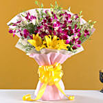 Eternal Assorted Flowers Bouquet With Chocolate Cake