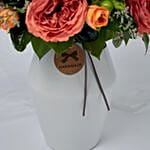 Exotic Flowers Ceramic Vase Arrangement With Cake