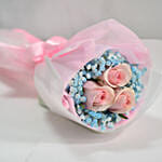 Lovely Pink Rose Baby Breath Bouquet With Cake