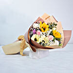 Premium Mixed Flowers Bouquet With Cake