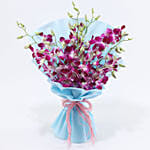 Purple Orchids With Birthday Balloons