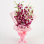 Splendid Purple Orchids Bouquet With Cake