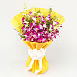 Ten Exotic Purple Orchids Bouquet With Ferrero Rocher