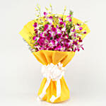 Ten Exotic Purple Orchids Bouquet With Ferrero Rocher