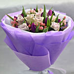 Tulips Roses Elegant Bouquet With Chocolate Cake