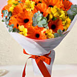 Delightful Gerberas N Alstroemeria Bouquet With Moet Champagne
