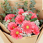 Gracious Gerberas Bouquet With Chocolate Cake