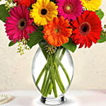 Heavenly Multicoloured Gerberas Vase Arrangement