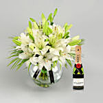 Lilies Happiness Arrangement With Moet Champagne