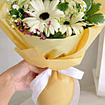 Peaceful White Gerberas Beautifully Tied Bouquet