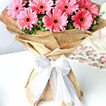 Refreshing Dark Pink Gerberas Bouquet With Chocolate Cake