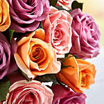 Beautiful 18 Mixed Roses Arrangement Mousse Cake
