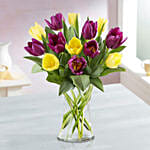 Blissful 15 Mixed Tulips Arrangement Mousse Cake