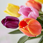 Blissful 15 Mixed Tulips Glass Vase Arrangement
