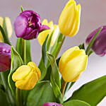 Blissful 15 Mixed Tulips Glass Vase Arrangement