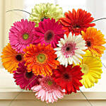 Blooming 12 Mixed Gerberas Vase Teddy Bear