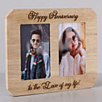 personalised happy anniversary wooden photo frame with cake