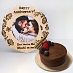 romantic anniversary one personalised wooden frame with cake