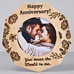 romantic anniversary one personalised wooden frame with cake