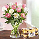 Serene 15 Mixed Tulips Arrangement Ferrero Rocher