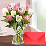 Serene 15 Mixed Tulips Arrangement Greeting Card