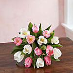 Serene 15 Mixed Tulips Arrangement Mousse Cake