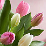 Serene 15 Mixed Tulips Glass Vase Arrangement