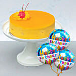 Tangy Mango Mousse Cake With Birthday Balloons