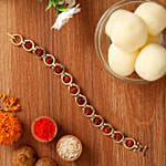 Rudraksha Bracelet Style Rakhi And Rasgulla