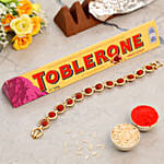 Spiritual Rudraksha Bracelet Rakhi And Toblerone Chocolate