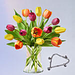 Muticoloured Tulips With Ghungroo Studed Friendship Bracelet