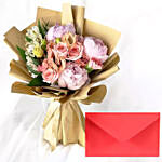 Pink Elegance Mix Flower Bouquet With Card