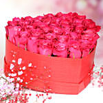 Pink Roses In Heart Shape Box