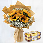 Ravishing Sunflowers With Ferrero Rocher