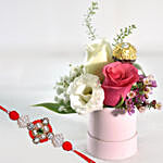 Pink Roses Box With Floral Rakhi